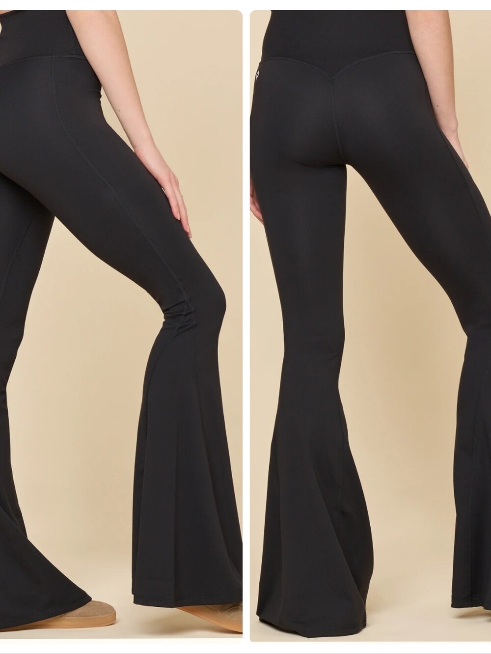 Popflex Women's Black Sculpt Bell Bottom Flare Leggings Pockets Size Large. - Picture 2 of 9